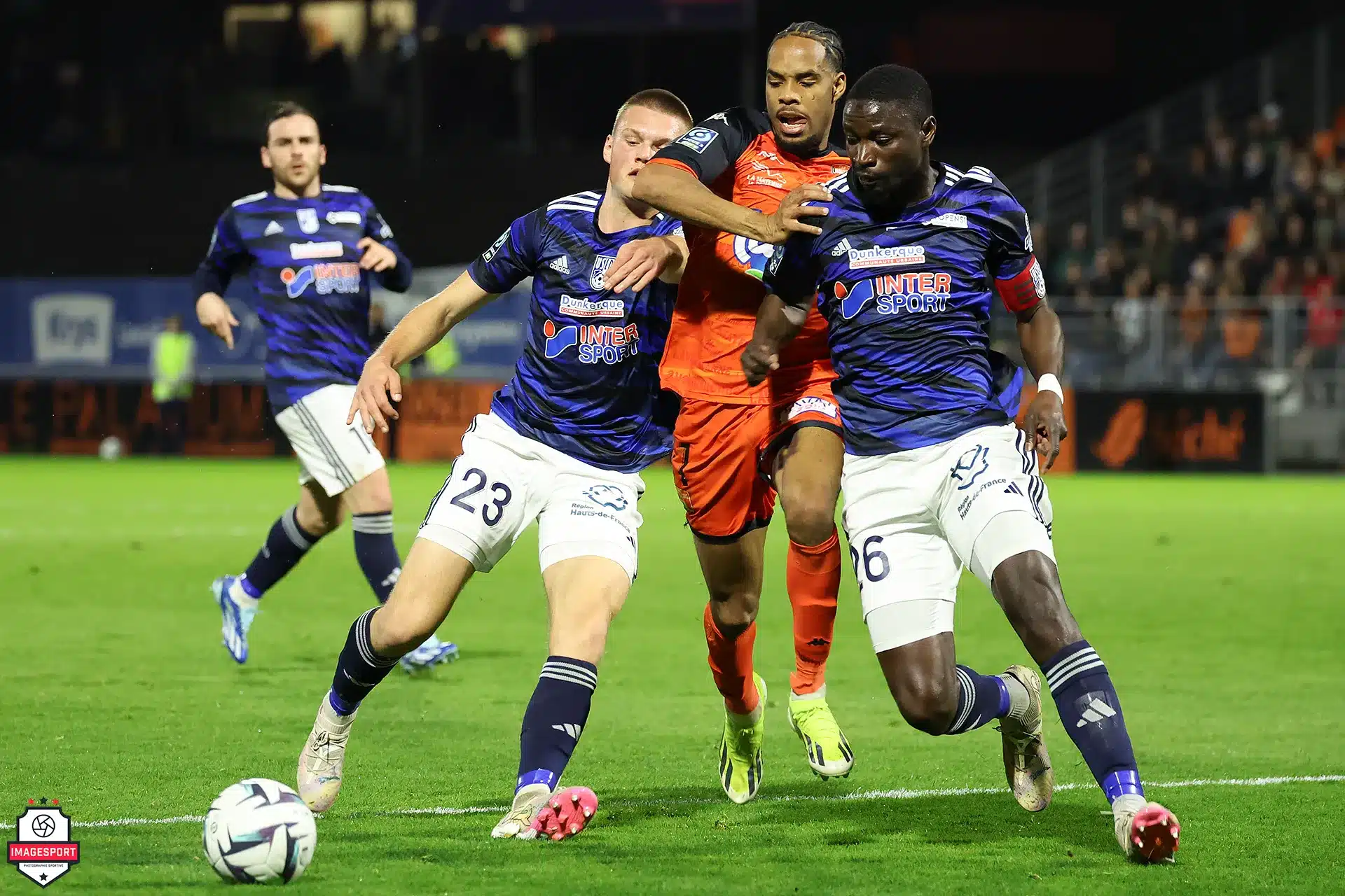 Bram LAGAE (USL Dunkerque) / Remy LABEAU LASCARY (Stade Lavallois) / Opa SANGANTE (USL Dunkerque)